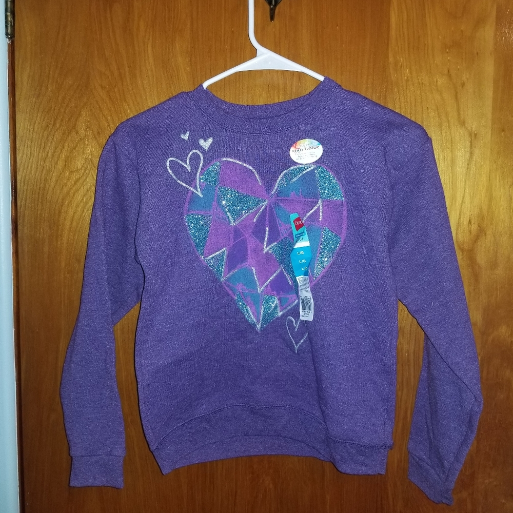 NWT Glitter Heart Hanes Sweatshirt